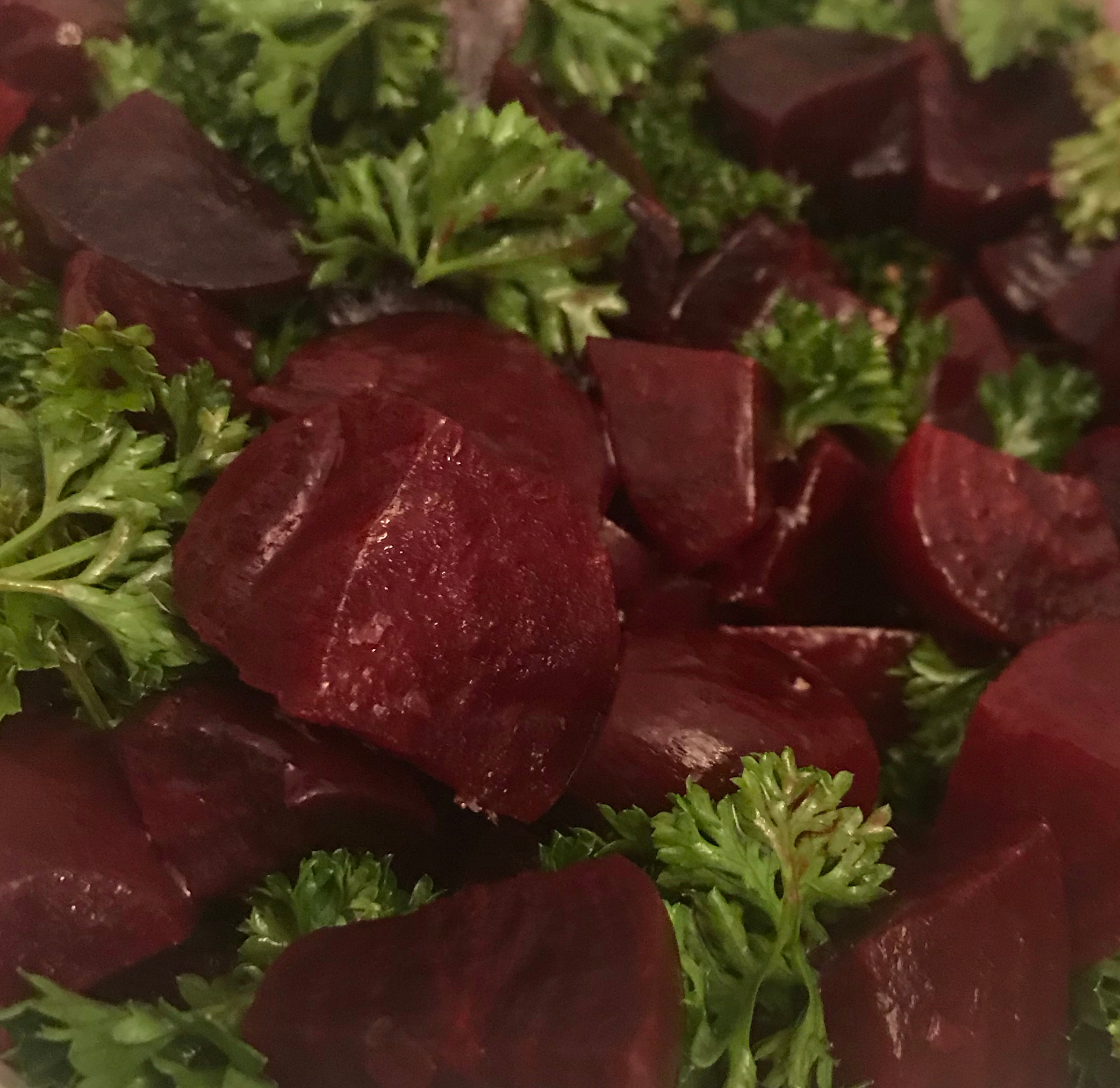 red beets tossed in parsley