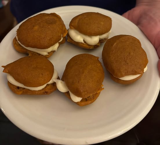 a plate of five mini whoopie pies